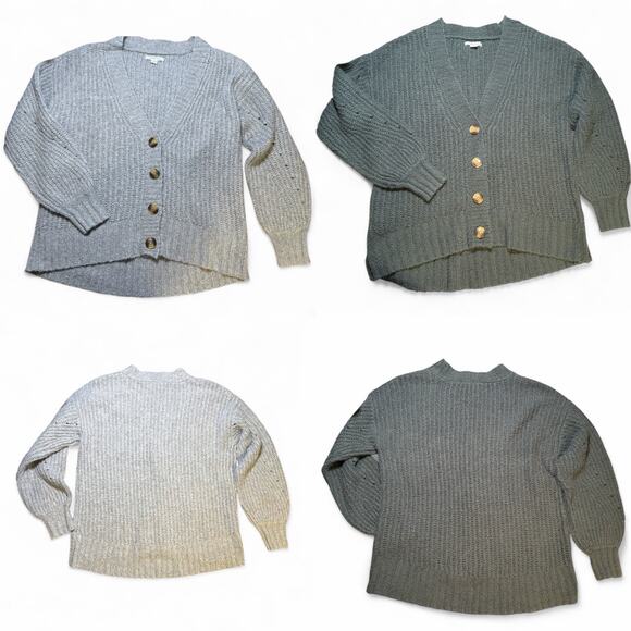 American Eagle Buttoned Boxy Cardigan Sweaters Size XS Oversized Gray Green Cozy - Picture 1 of 16
